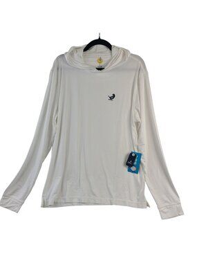NEW Johnnie-O UPF 50 White Hooded Long Sleeve Shirt Size L